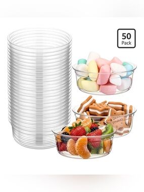 50 Pack 8 oz Clear Disposable Bowls